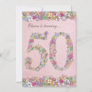 Convite 5x7 50th Festa de aniversário Primavera Blooms Mod