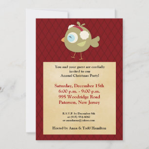 Convite 5x7 Ave de inverno/Convite à apresentação de candi