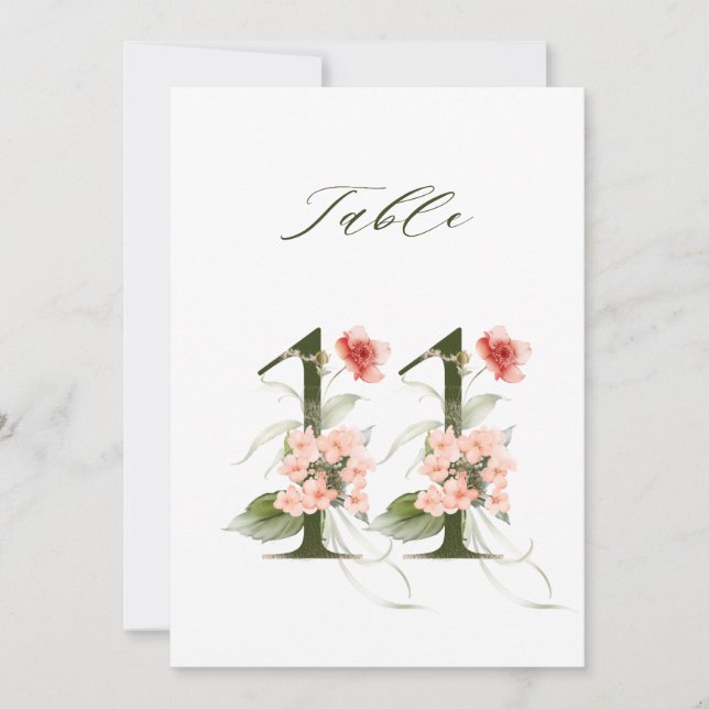 Convite 5x7 Botanical Floral Number 11, Table Number (Frente)