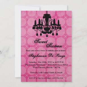 Convite 5x7 Chandelier Glitz Sweet 16 Aniversário