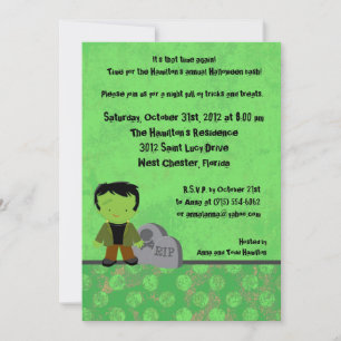Convite 5x7 Crianças Spooky Festa de Halloween Verde Convi