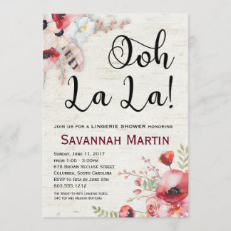 Convite 5x7 do chá da lingerie do vidoeiro de Boho