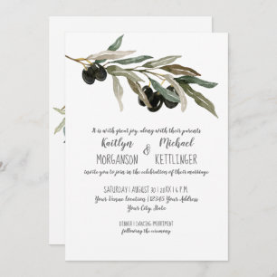 Convite 5x7 Folha De Azeite Moderna E Folha De Água Tipogr