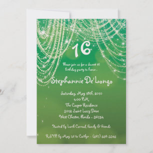 Convite 5x7 Glitz Glimmer Sweet 16 Aniversário
