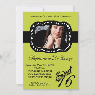 Convite 5x7 Green Band PHOTO Sweet 16 Birthday Invite