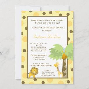 Convite 5x7 Jungle Safari Zoo Anima Baby Shower Invitation
