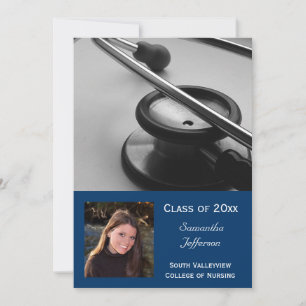 Convite 5x7 Medical School Nursing Photo Graduation Invite