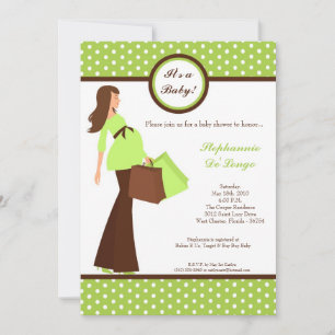 Convite 5x7 Modern Mod Mom Shopping Baby Shower Invitation