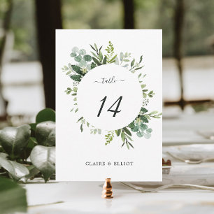Convite 5x7 Núm. de Casamento de Folhagem Verde Eucalyptu