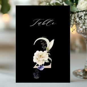 Convite 5x7 Número Botânico Floral 2, Número de Mesa Preto