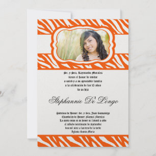Convite 5x7 Padrão de Impressão Oran Zebra Quinceanera C