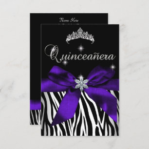 Convite 5x7 Quinceanera Puro Zebra Preta Branca