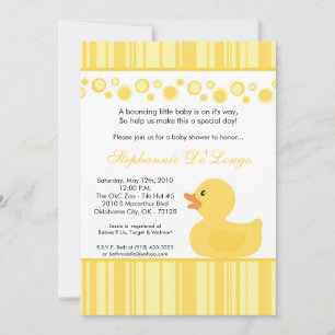 Convite 5x7 Yellow Rubber Ducky Baby Shower Invitation