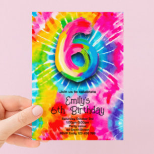 Convite 6º Aniversário Tie Dye