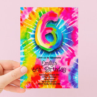 Convite 6º Aniversário Tie Dye