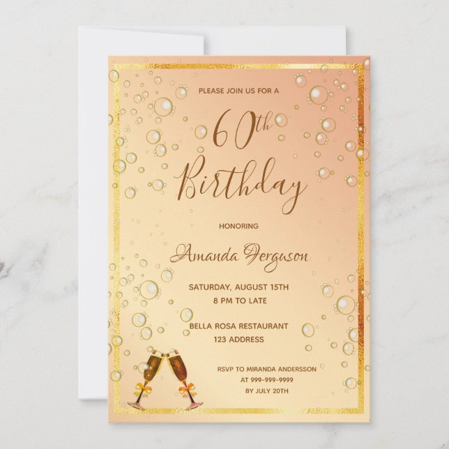 Convite 60ª bolha de ouro festa de aniversário (Frente)