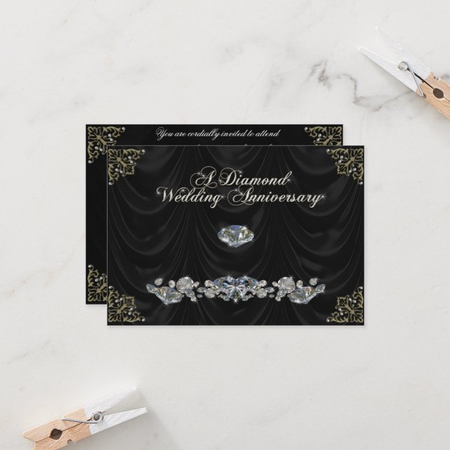 Convite 60ª Carta RSVP de Aniversário de Casamento (Frente/Verso In Situ)