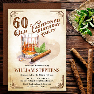 Convite 60ª Festa de Aniversário com Whisky e Charuto ao E