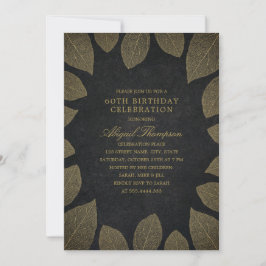 Convite 60ª Festa de aniversário de Folhas Douradas Elegan