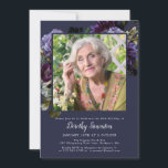 Convite 60ª Festa de aniversário Foto Moody Purple Floral<br><div class="desc">Rosas roxas e peonias modernas e misteriosas dão o tom para esta elegante 60ª festa de aniversário. O texto branco é realmente pop! Formal, mas com uma reviravolta moderna para a mulher que sempre teve sentido de estilo e ama flores. Este item faz parte da coleção Moody Purple Flower. Ele...</div>