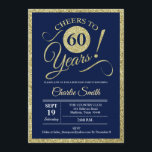 Convite 60ª Festa de aniversário - Marinho Dourado QUALQUE<br><div class="desc">60º Convite de aniversário em ouro falso brilhante e marinho azul. Até 60 anos! Envie-nos uma mensagem se precisar de mais personalização.</div>