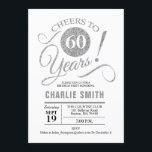 Convite 60ª Festa de aniversário - Prateado branco<br><div class="desc">60º Convite de aniversário em Silver e White. Até 60 anos! Pode ser personalizado em qualquer idade. Envie-me uma mensagem se precisar de mais personalização.</div>