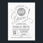 Convite 60ª Festa de aniversário - Prateado branco<br><div class="desc">60º Convite de aniversário em Silver e White. Até 60 anos! Pode ser personalizado em qualquer idade. Envie-me uma mensagem se precisar de mais personalização.</div>