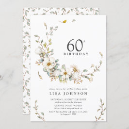 Convite 60ª Festa de aniversário Rustic Watercolor