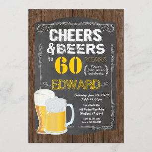 Convite 60ª festa de aniversário. Saúde a 60 anos de cerve