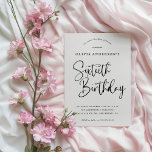 Convite 60ª Festa de aniversário | Tipografia branca e neg<br><div class="desc">Este simples, mas sempre elegante design apresenta a moderna tipografia branca e negra e as palavras "Sexto aniversário" em escrita de caligrafia. Os convites se revertem a um padrão sutil e repetitivo de Arte Deco em cinzas cromáticas e preto. Sozinhos de sofisticação e elegância, esses convites de 60 anos irão...</div>