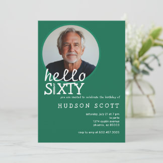 Convite 60ª Foto Festa de aniversário 60 Verde moderno