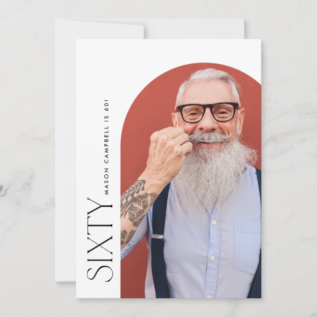 Convite 60ª fotografia de arco simples festa de aniversári (Frente)