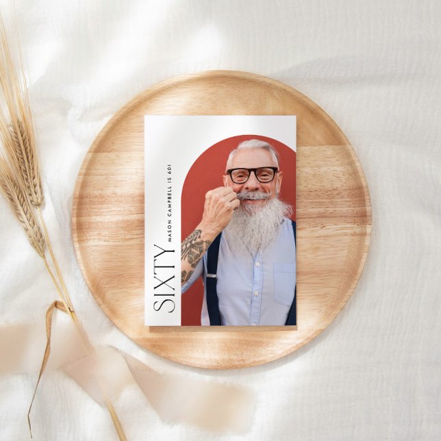 Convite 60ª fotografia de arco simples festa de aniversári (Criador carregado)