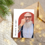 Convite 60ª fotografia de arco simples festa de aniversári<br><div class="desc">60° convite de aniversário simples moderno. Design de tipografia bege moderna elegante.</div>