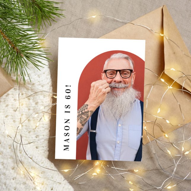 Convite 60ª fotografia de arco simples festa de aniversári (Criador carregado)