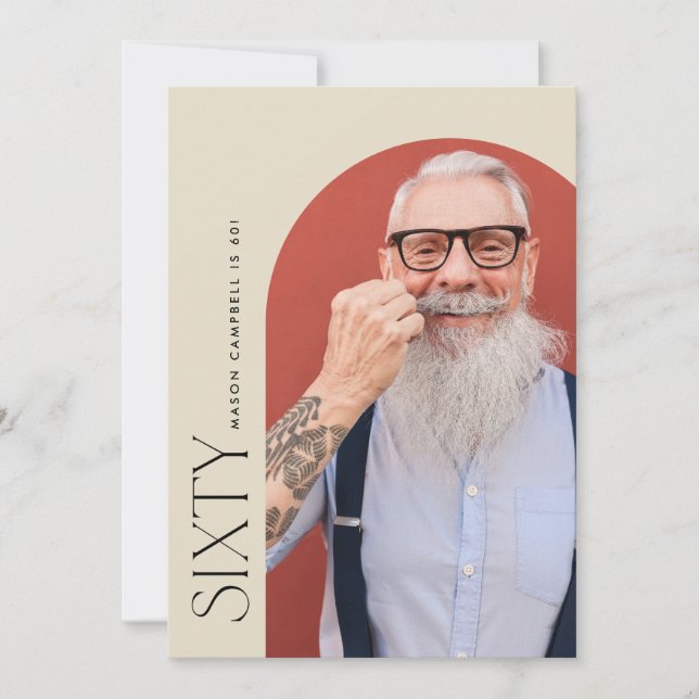 Convite 60ª fotografia de arco simples festa de aniversári (Frente)