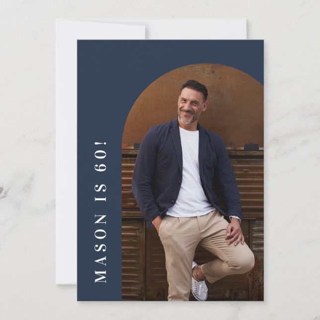 Convite 60ª fotografia de arco simples festa de aniversári (Frente)