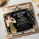 Convite 60º Aniversário 1920 Gatsby Flapper Girl Aniversár<br><div class="desc">Celebrar como fizeram nos anos vinte com nosso convite fabuloso e inspirado em Gatsby. Quer você esteja planejando uma festa de solteira ou uma festa de aniversário,  leve seu evento de volta no tempo para a fabulosa era da Arte Deco e uma vida esbanjada.</div>
