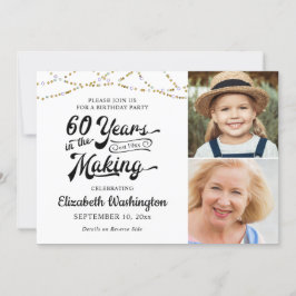 Convite 60º aniversário 60 ANOS NO FAZER Negro Dourado