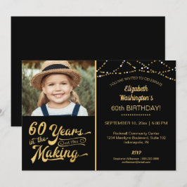 Convite 60º aniversário 60 ANOS NO FAZER Negro e Dourado