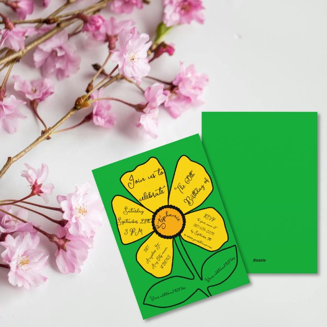 Convite 60º aniversário da Dourada flor de rabo (Criador carregado)