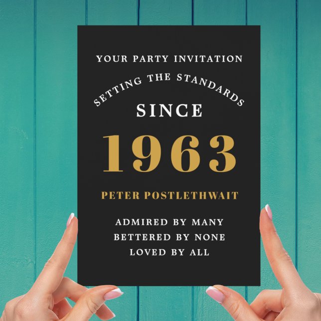 Convite 60º Aniversário de 1963 Ano de Adição Dourada Pret (Criador carregado)