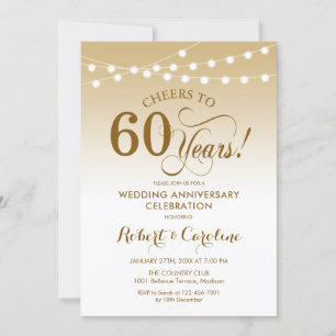 Convite 60º Aniversário de Casamento - Dourado Branco