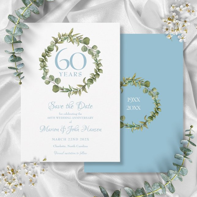 Convite 60º aniversário de casamento Salvar a data Garland (60th Wedding Anniversary Save The Date Garland Invitation)