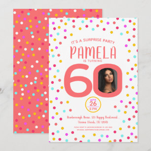 Convite 60º aniversário de confetti personalizado de fot