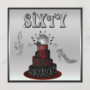 Convite 60º aniversário Disco Diva Cake Sparkle High Hee