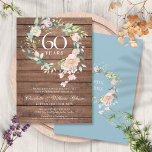 Convite 60º Aniversário do Casamento de Diamante Russo Flo<br><div class="desc">Apresentando uma delicada granja de rosas florais de aquarela em um fundo de painéis rústicos de madeira, este elegante convite de 60 / 75 anos de casamento pode ser personalizado com seus detalhes especiais de diamante ou aniversário de platina. O reverso apresenta uma garland floral correspondente que enquadra suas datas...</div>