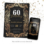 Convite 60º aniversário do Dourado Boho Negro Glamoroso El<br><div class="desc">60º aniversário do Dourado Boho Negro Glamoroso Convite Elegante. Elevem a sua celebração de aniversário marco com nosso design de convite, onde Dourado e Negro se fundem sem interrupção para criar uma obra-prima Glamorous e Vintage. Infundido com o charme Boho, este convite define a palco de uma família inesquecível que...</div>