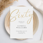 Convite 60º aniversário do Dourado Elegante moderno<br><div class="desc">Crie seus próprios 60º convites de festas de aniversários personalizados com tipografia de script minimalista em cor dourada.</div>