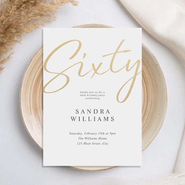 Convite 60º aniversário do Dourado Elegante moderno (Criador carregado)